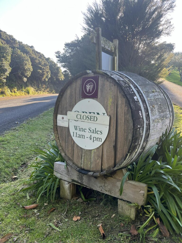 Kennedy Point Vineyard Wine Barrell Open Closed Sign